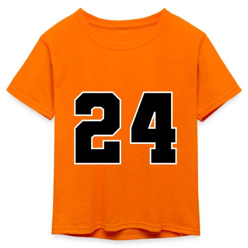 Varsity Number 24 College Font - Kid's 50/50 Neon T-Shirt