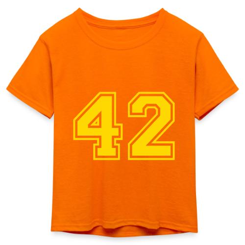 Number 42 in a classic athletic collegiate font - Kid's 50/50 Neon T-Shirt