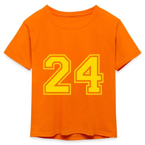 Number 24 in a classic athletic collegiate font - Kid's 50/50 Neon T-Shirt