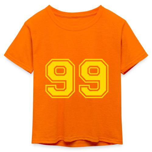 Number 99 in a classic athletic collegiate font - Kid's 50/50 Neon T-Shirt