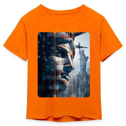 USA: Liberty in Three Visions - Kid's 50/50 Neon T-Shirt