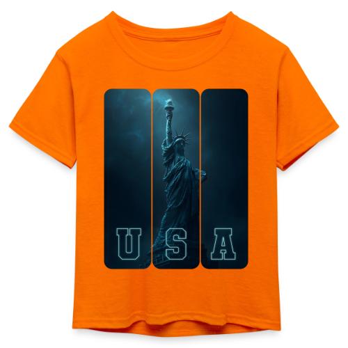 Neon Liberty USA Triptych - Kid's 50/50 Neon T-Shirt