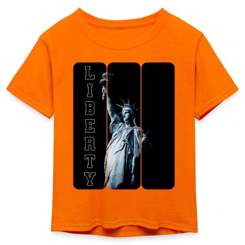 USA: Vertical Liberty - Kid's 50/50 Neon T-Shirt