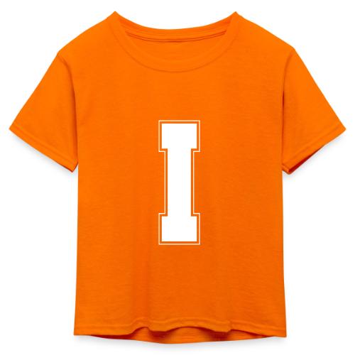 White Letter I – Varsity Alphabet Monogram - Kid's 50/50 Neon T-Shirt