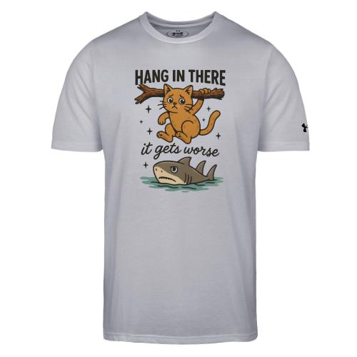Funny Hang in There, It Gets Worse Cat and Shark - Under Armour Men's Athletic 2.0 T-Shirt