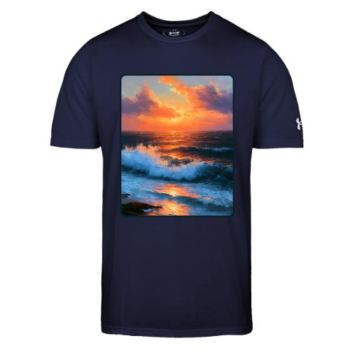 Sunset Storm Waves Oil Painting - Under Armour Men's Athletic 2.0 T-Shirt