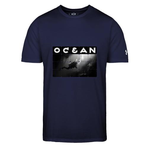 Ocean: Monochrome descent of a scuba diver - Under Armour Men's Athletic 2.0 T-Shirt
