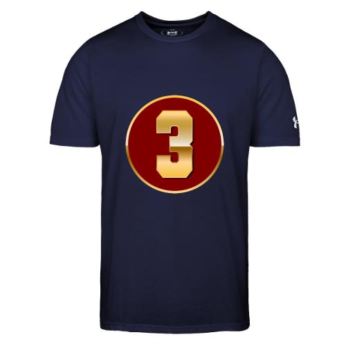 Number 3 in Gold Varsity Font - Under Armour Men's Athletic 2.0 T-Shirt