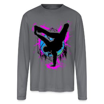 Break Dance - Breakdancer & Breakdancing - BBoy - Men's Moisture Wicking Performance Long Sleeve T-Shirt - gray - Front