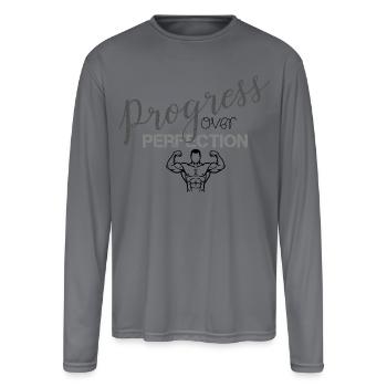 Progress over perfection - Men's Moisture Wicking Performance Long Sleeve T-Shirt - gray - Front
