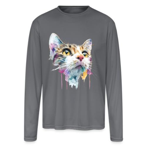 Chromatic Cat Splash - Men's Moisture Wicking Performance Long Sleeve T-Shirt