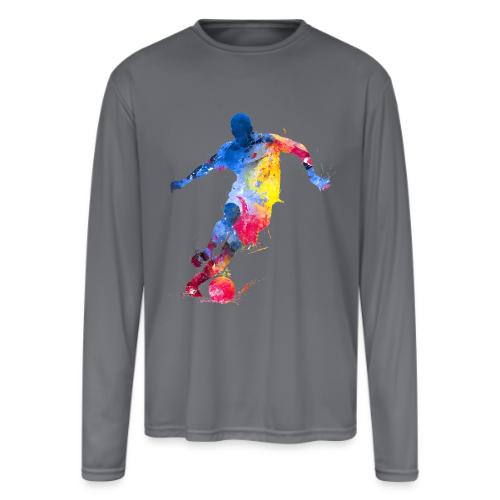 Soccer: Splash Kick - Men's Moisture Wicking Performance Long Sleeve T-Shirt