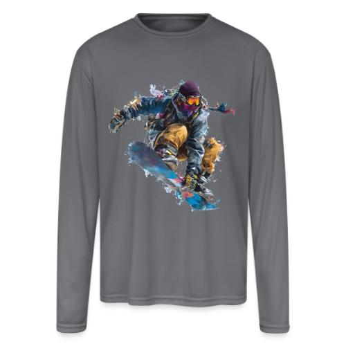 Snowboarding: Splash of Speed - Men's Moisture Wicking Performance Long Sleeve T-Shirt