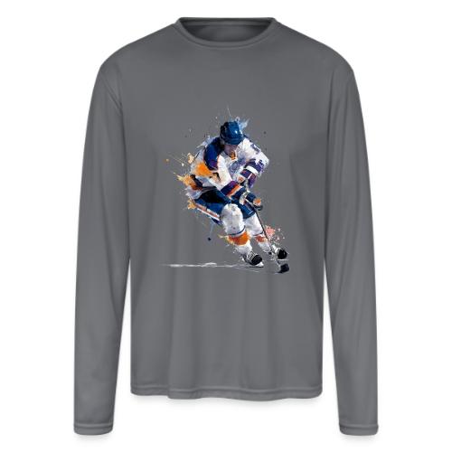 Hockey: Icy Streaks - Men's Moisture Wicking Performance Long Sleeve T-Shirt