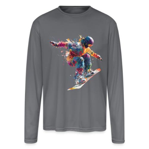 Snowboarding: Frozen Flight - Men's Moisture Wicking Performance Long Sleeve T-Shirt