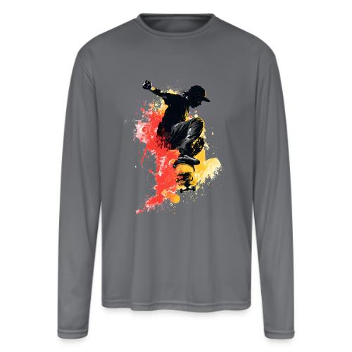 Skateboarding: Splash of Motion - Men's Moisture Wicking Performance Long Sleeve T-Shirt