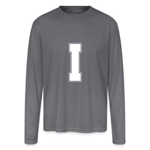 White Letter I – Varsity Alphabet Monogram - Men's Moisture Wicking Performance Long Sleeve T-Shirt