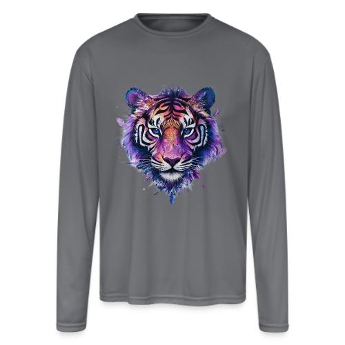 Mystic Violet Tiger - Men's Moisture Wicking Performance Long Sleeve T-Shirt