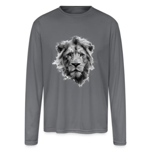Lion: Monochrome King - Men's Moisture Wicking Performance Long Sleeve T-Shirt