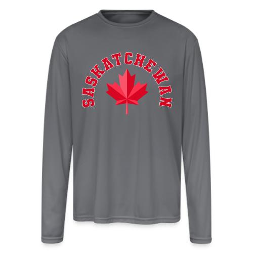 Saskatchewan with maple leaf - Men's Moisture Wicking Performance Long Sleeve T-Shirt