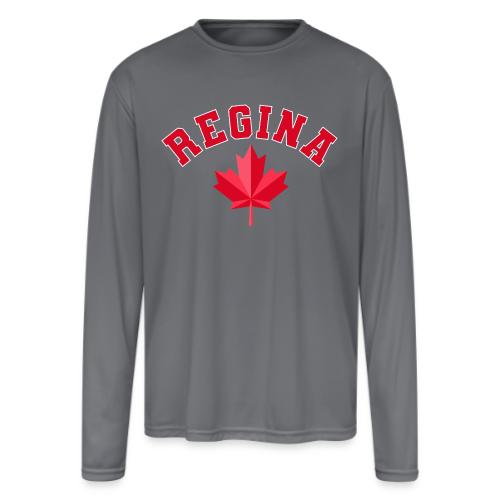 Regina with maple leaf - Men's Moisture Wicking Performance Long Sleeve T-Shirt