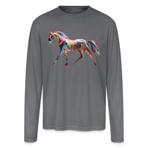 Colorful Abstract Horse Art Design - Men's Moisture Wicking Performance Long Sleeve T-Shirt