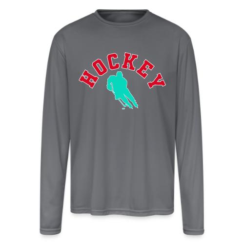 Hockey Player Silhouette - Men's Moisture Wicking Performance Long Sleeve T-Shirt