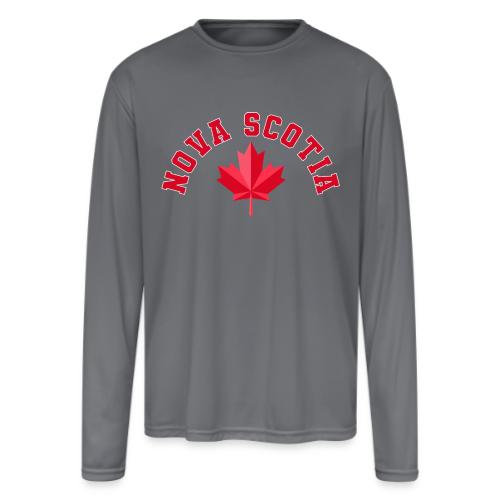 Nova Scotia with maple leaf - Men's Moisture Wicking Performance Long Sleeve T-Shirt