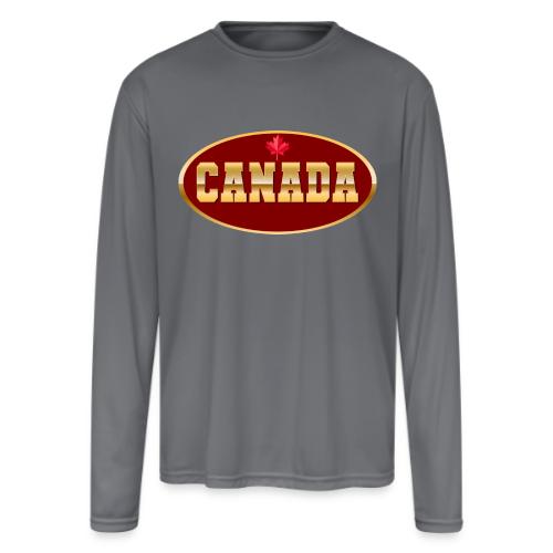 Canada in golden letters - Men's Moisture Wicking Performance Long Sleeve T-Shirt