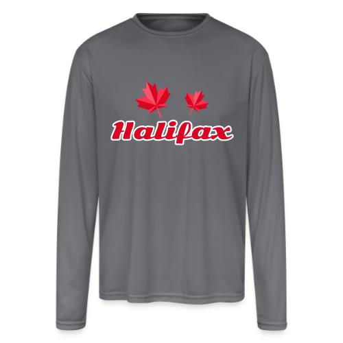 Halifax with two red maple leaves - Men's Moisture Wicking Performance Long Sleeve T-Shirt