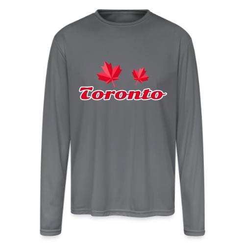 Toronto with two red maple leaves - Men's Moisture Wicking Performance Long Sleeve T-Shirt