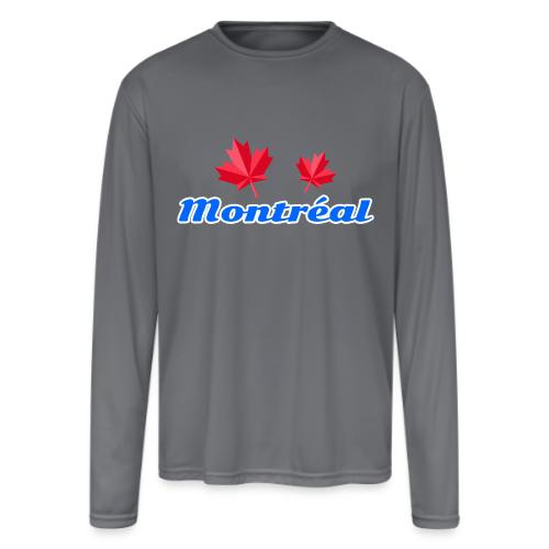 Montréal with two red maple leaves - Men's Moisture Wicking Performance Long Sleeve T-Shirt