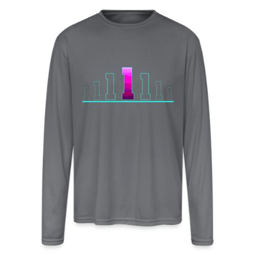 Number 1 in Magenta: Varsity Font - Men's Moisture Wicking Performance Long Sleeve T-Shirt