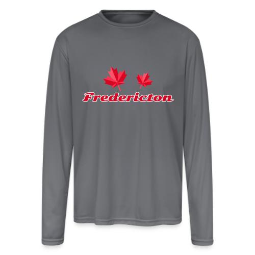 Fredericton with two red maple leaves - Men's Moisture Wicking Performance Long Sleeve T-Shirt
