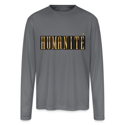 Humanity in Golden Letters - Men's Moisture Wicking Performance Long Sleeve T-Shirt