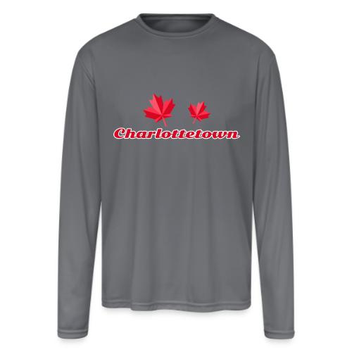 Charlottetown with two red maple leaves - Men's Moisture Wicking Performance Long Sleeve T-Shirt