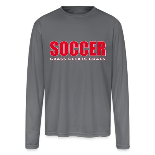 Soccer Grass Cleats Goals Typography Design - Men's Moisture Wicking Performance Long Sleeve T-Shirt