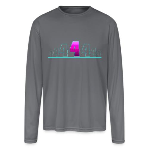 Number 4 in Magenta: Varsity Font - Men's Moisture Wicking Performance Long Sleeve T-Shirt