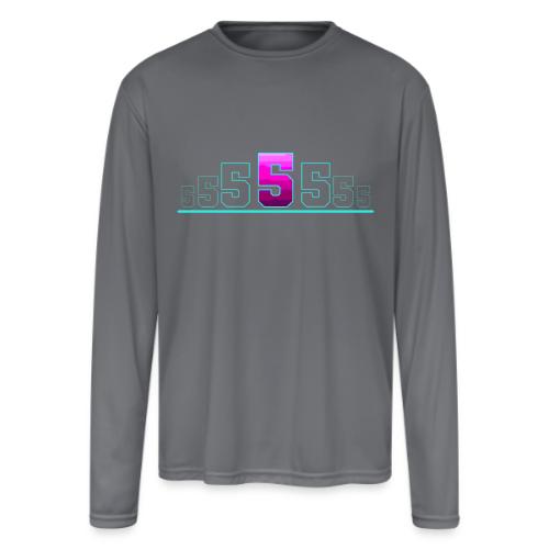 Number 5 in Magenta: Varsity Font - Men's Moisture Wicking Performance Long Sleeve T-Shirt