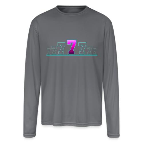 Number 7 in Magenta: Varsity Font - Men's Moisture Wicking Performance Long Sleeve T-Shirt