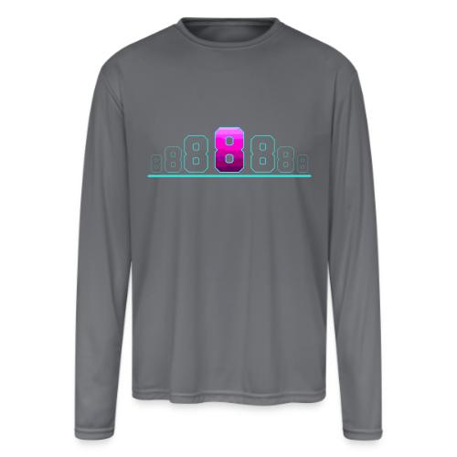 Number 8 in Magenta: Varsity Font - Men's Moisture Wicking Performance Long Sleeve T-Shirt