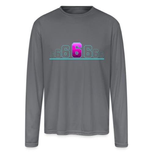 Number 6 in Magenta: Varsity Font - Men's Moisture Wicking Performance Long Sleeve T-Shirt