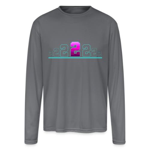 Number 2 in Magenta: Varsity Font - Men's Moisture Wicking Performance Long Sleeve T-Shirt
