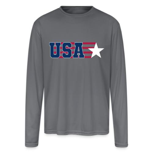 Star Stripe USA - Men's Moisture Wicking Performance Long Sleeve T-Shirt