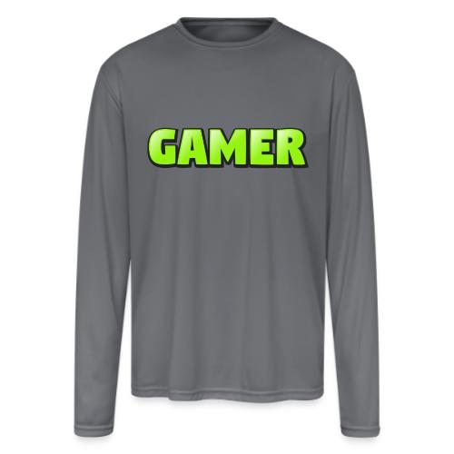 Gamer Neon Green Gaming Logo Design - Men's Moisture Wicking Performance Long Sleeve T-Shirt