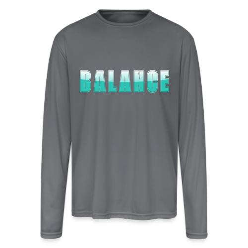 BALANCE Calm Teal Minimal Word Art Design - Men's Moisture Wicking Performance Long Sleeve T-Shirt