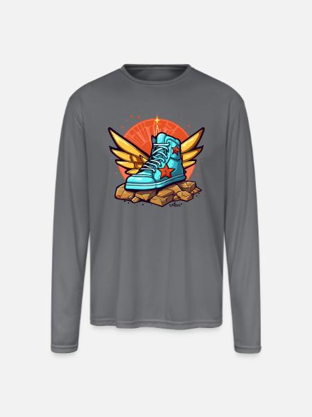 Sneaker Heaven with Wings - Men's Moisture Wicking Performance Long Sleeve T-Shirt - gray