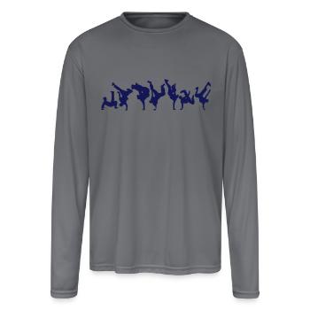 break dance hip hop dancer 1366 - Men's Moisture Wicking Performance Long Sleeve T-Shirt - gray - Front