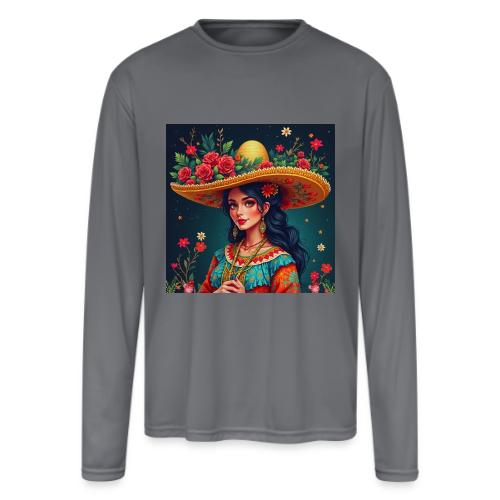 Mexican Design, Regional Mexican Charro Woman - Men's Moisture Wicking Performance Long Sleeve T-Shirt