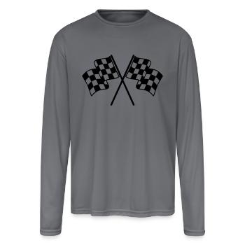 Checkered Flags - Men's Moisture Wicking Performance Long Sleeve T-Shirt - gray - Front